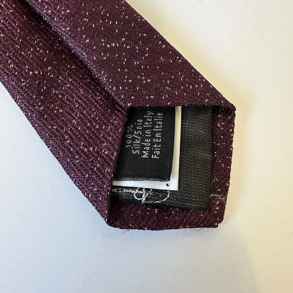 JOHN VARVATOS USA Neck Tie Mens Burgundy Silk Flecked Signature Tailored NWT - Picture 8 of 10